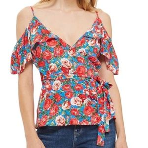 🌺 [HP] Top Shop Floral Spring Cold Shoulder Top